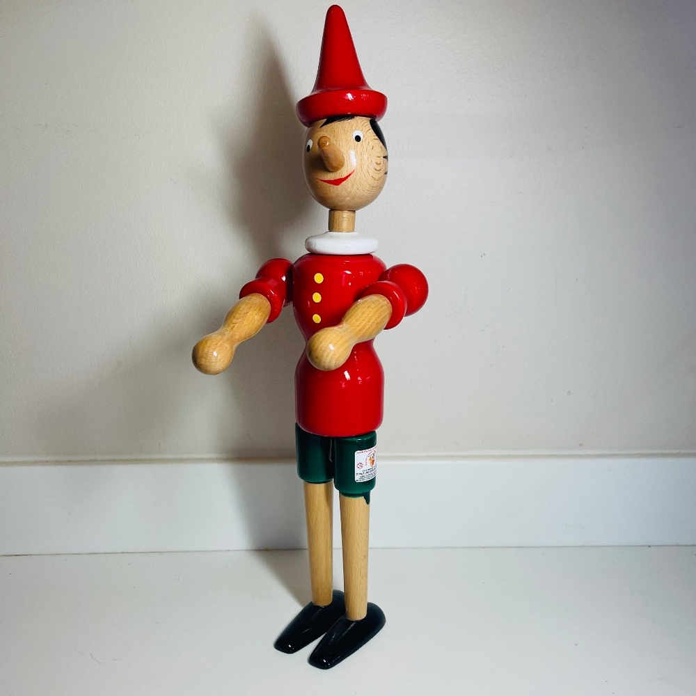 Vintage Italian Wooden Pinocchio Original Label / Sticker C2 di Rainoldi